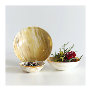 Bols à salade de fruits Bol de service en corne Décor d'intérieur Finition naturelle et décor coloré Bols Équipement de service de cuisine à domicile - Product Image 1