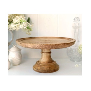Handmade Customized Eco-Friendly Round Mango Wood <b>Tiered</b> <b>Cake</b> Server <b>Stand</b> - Product Image 3