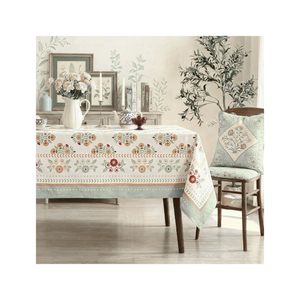 Rust Red Floral Cotton <b>Tablecloth</b> Traditional Botanical Print Contrast Border <b>Rectangle</b> Dining Cover Indian Manufacturer Bulk - Product Image 6