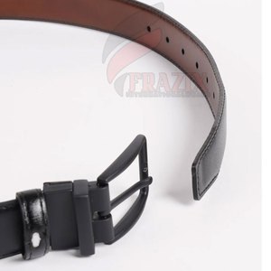 เข็มขัดหนังวัวสำหรับผู้ชายชุดของขวัญกระเป๋าสตางค์หนังวัวเข็มขัดสีดำแบบสั่งทำ - Product Image 4