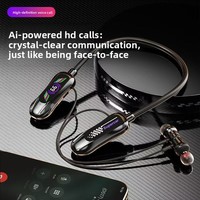 Headset Nirkabel Leher Digital LED Mobil Besar untuk Chipset 5.4 JL, Tombol Logam In-Ear, Mp3, Stereo Magnetik, Headset Game