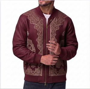 Ostriya V-neck Canvas Polyester/Cotton <b>Men's</b> Bomber <b>Jacket</b> <b>Long</b> Sleeves Front Custom Winter Warm Quick Dry Heat-Transfer - Product Image 3