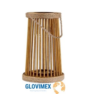 Vietrustic fait à la main bambou rotin lanterne en osier bougeoir extérieur avec motif de décoration élégant - Product Image 1