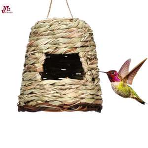 Colibrí tejido a mano colgante Casa de anidación Hierba natural Casa de pájaro colgante Nido Cabaña de pájaro - Product Image 1