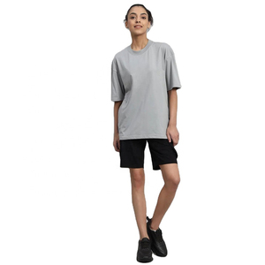 Conjunto doble estampado personalizado para mujer, conjunto gris y negro con bolsillos, ropa de verano de manga corta de algodón suave y conjunto deportivo para niñas - Product Image 4