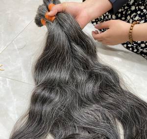 Vente en gros de cheveux vietnamiens bruts vierges blancs gris pour la décoloration de cheveux en vrac bruts non traités de l'usine de cheveux du Vietnam - Product Image 5