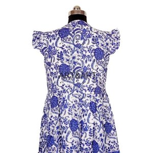 ชุดเดรสแขนสั้นพิมพ์ลายดอกไม้สไตล์โบฮีเมียนสำหรับผู้หญิงสวยใส่ในฤดูร้อนแต่งพู่ชุดคลุมเข่า100% ผ้าฝ้ายถักซักได้ - Product Image 6