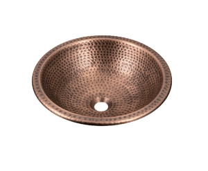 DIVRIS Lavabo vasque en cuivre fait main, simple bac, finition brossée mate, moderne, pour salle de bain, monotrou, épaisseur 1,0-1,2 mm, couleur personnalisable, facile à installer - Product Image 1