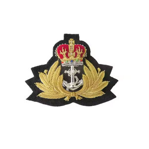 Custom Made Bullion Wire Small Size Embroidered <b>Badges</b> Sew on Hand Embroidered Low MOQ Patch for Sale - Product Image 2