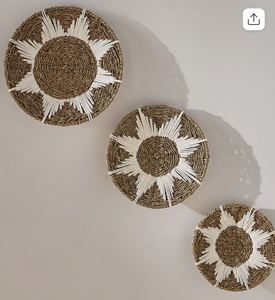 Étagère murale artisanale en jonc de mer bleu clair, motif végétal Art Déco, décoration traditionnelle pour la maison, à suspendre, pour le printemps et les anniversaires - Product Image 3