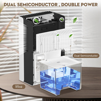 Déshumidificateur électrique domestique, réservoir 2L, 750ml/jour, technologie double Peltier, silencieux, arrêt automatique, usage domestique, couverture 300-799 pieds carrés