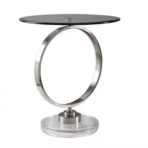 Table basse minimaliste en métal au design exclusif Meubles à base enduite de poudre noire Table d'appoint en or Table d'appoint personnalisée - Product Image 5