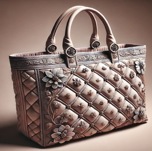 Artistic teal tote with pearl details and floral embroidery. Unique design available at wholesale prices. - Product Image 2