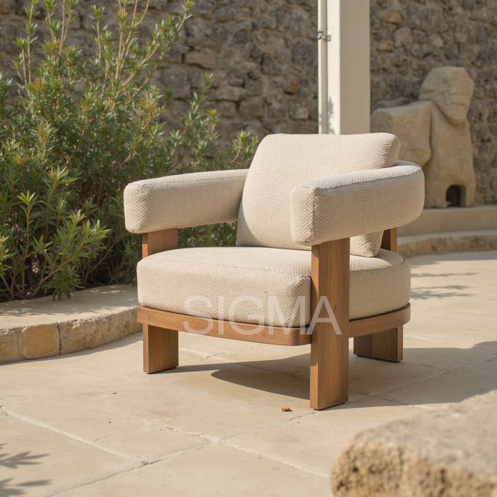Teak Wood Patio Hotel Furniture Backyard Outdoor Teak Garden Sofa Set With Cushions Modern Teak Wood Furniture  JINHUA SIGMA