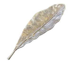 Plateau de service en forme de feuille d'argent, plat en aluminium, décoration de la maison, cadeau de mariage, design unique, centre de table brillant - Product Image 1