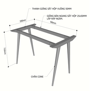 Pieds de meubles en fer assemblés CONE Concept 100x60, design européen, pieds de table et de chaise en métal pour salle à manger, cuisine, lit d'hôpital HCCO001 - Product Image 2