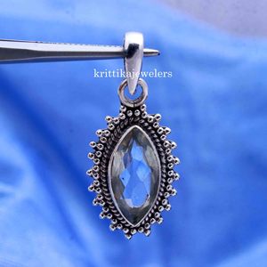 Zirconia cúbica bisel ajuste estilo bohemio 925 plata esterlina hecho a mano mujer fiesta regalo colgante - Product Image 3