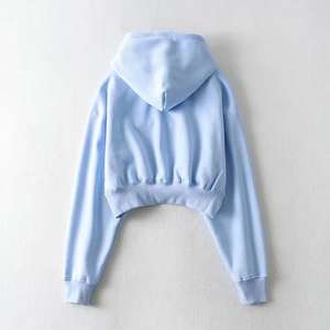 Sudadera con capucha de algodón grueso de alta calidad para hombre, personalizada, con cremallera corta, cordón y bolsillo, estilo urbano de invierno con imitación de piel. - Product Image 2