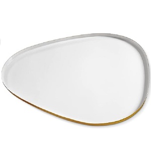 Plateau ovale en métal de conception moderne avec émaillé bleu à l'intérieur de la table à manger assiette décorative plateau de service alimentaire à dessert - Product Image 3