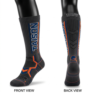 Calcetines de Fútbol Americano para Mujer y Hombre, Premium, 320 GSM, Mezcla de Nailon y Algodón, Morado Marino, Compresión, Paneles de Malla, Logotipo Jacquard Personalizado - Product Image 3