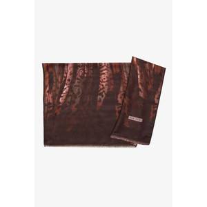 Chal Rectangular con Borlas y Estampado Digital Marrón en Poliéster - Product Image 1