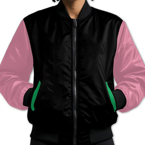 Chaqueta Bomber Unisex Personalizada Delta Zeta, Reversible, Impermeable, Transpirable, Estilo Universitario, Letra Griega Personalizada en la Parte Delantera - Product Image 2