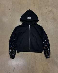 OEM Sweats à capuche sérigraphiés personnalisés à fermeture éclair épaisse 100% sweat à capuche en coton Streetwear personnalisé Sweat à capuche zippé avec strass - Product Image 2