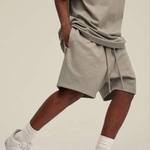 Qelonto Pantalones cortos informales de gran tamaño para hombre Logotipo bordado personalizado Algodón French Terry Tech Fleece Método de tejido de cintura media - Product Image 6