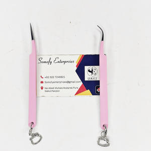 Profesional personalizado Hello Kitty llavero pinzas de extensión de pestañas precisión duradera antiestática punta curva de acero inoxidable - Product Image 4