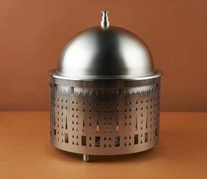 Casserole design de luxe marmite ronde du Moyen-Orient avec support en métal Hotpot élégant buffet de chauffe-plats arabe spécial Ramadan - Product Image 6