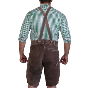 2025 vente chaude Oktoberfest bavarois véritable vache fendue daim court Lederhosen pour hommes traditionnel authentique allemand tenue marron - Product Image 6