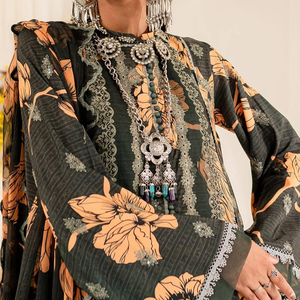 Prima de alta calidad bordado completo mujeres césped y algodón vestido conjuntos venta al por mayor fábrica algodón Shalwar Kameez conjunto OEM mantenido - Product Image 4