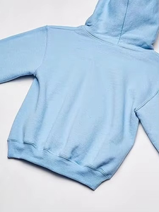 Sweat à capuche unisexe en coton mélangé, bleu clair, brodé au crochet, pour l'hiver, décontracté, avec poche - Product Image 3
