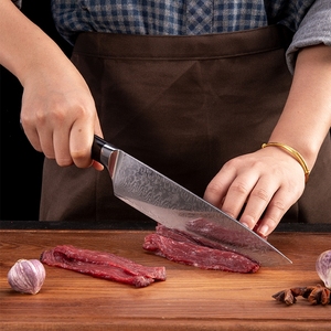 Commandes en gros personnalisées service OEM ODM professionnel en acier damas manche en bois couteau de chef de cuisine tranchant lame fixe - Product Image 3