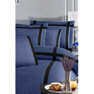 Parure de lit de luxe 6 pièces en satin de coton taille King XL, brodée, motif géométrique, housse de couette, drap-housse et taies d'oreiller pour usage domestique - Product Image 4