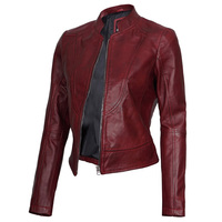 Jaket Kulit Asli Maroon Berkualitas Tinggi, Modis, Elegan untuk Musim Dingin, dengan Ritsleting, Lapisan Poliester Lembut, dan Lapisan Luar Berlapis