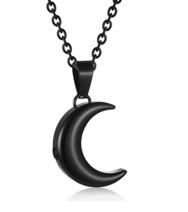 Collares de urna de Luna para cenizas, collar de urna de recuerdo de cremación de acero inoxidable para cenizas humanas conmemorativas para mujeres y hombres, tamaño personalizado - Product Image 1