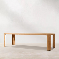 Ensemble de salle à manger d'extérieur en teck massif de haute qualité, résistant aux intempéries, table et chaises de patio durables, idéal pour villa, jardin, resort