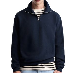 Sweat-shirt à col zippé pour homme tendance, manches longues, mélange polyester/coton, vêtement de rue, teint en pièce - Product Image 4