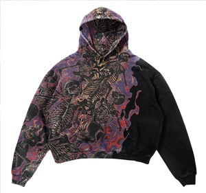 Sudadera con capucha y sudadera térmica unisex Sudadera con capucha bordada desgastada Sudadera con capucha de bloque de color con logotipo personalizado para hombre - Product Image 1