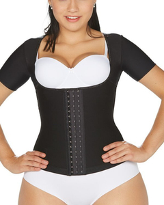 Grande taille Abdominal Fitness Corset fermeture éclair manches courtes taille soutien poitrine Shapewear femmes sport survêtement - Product Image 4