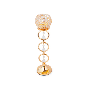 Bougeoir votif de luxe en cristal et métal de forme ronde, idéal pour les mariages, les événements, support décoratif, parfait pour la décoration intérieure - Product Image 2