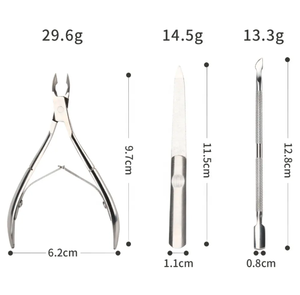 Ensemble de cuticules de manucure professionnelle personnalisée 3 pièces kit d'ongles en acier inoxydable courbé pour les doigts sac séparé emballage-pour bébé - Product Image 6