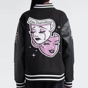 Custom Luxury Leather Bomber <b>Jacket</b> Heavy Weight Chenille Embroidery Canvas Stand Collar Front Logo Quilted <b>Lining</b> <b>Jacket</b> Men - Product Image 3