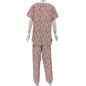 Pyjama en éponge à manches courtes à fleurs confortable pour femmes pour l'été printemps fermeture à cordon respirant méthode de tissage non tissé - Product Image 3