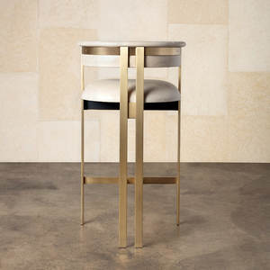 Taburete de <span class=keywords><strong>Bar</strong></span> de Diseño Italiano de Lujo, Moderno, de Cuero Sintético Blanco, con Base de Metal Dorado, para Comedor o Restaurante - Product Image 3