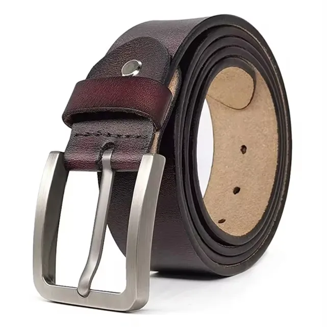Pin Buckle Genuine Leather Belt 3.5cm Width Solid for Men Custom Size for Women Cow Hide Material