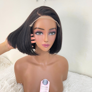 Lujosa Peluca de encaje Full HD sin pegamento vietnamita de 16 pulgadas, pelucas Bob rectas de hueso caliente con extensiones de cabello humano de aspecto Natural - Product Image 1