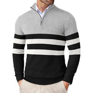 Suéter de Punto Personalizado para Hombre, de Invierno, Manga Larga, con Diseño Geométrico y Peluche, de Algodón Orgánico BCI Reciclado, de Secado Rápido y Transpirable - Product Image 3