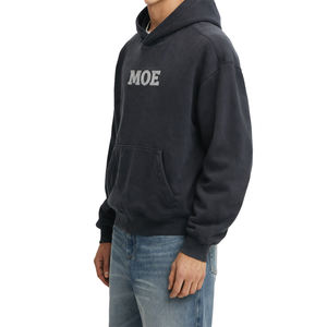 Sweat à capuche en molleton de coton brodé sur la poitrine pour homme, 420 GSM, coupe décontractée, avec logo personnalisé pour marque privée OEM - Product Image 3